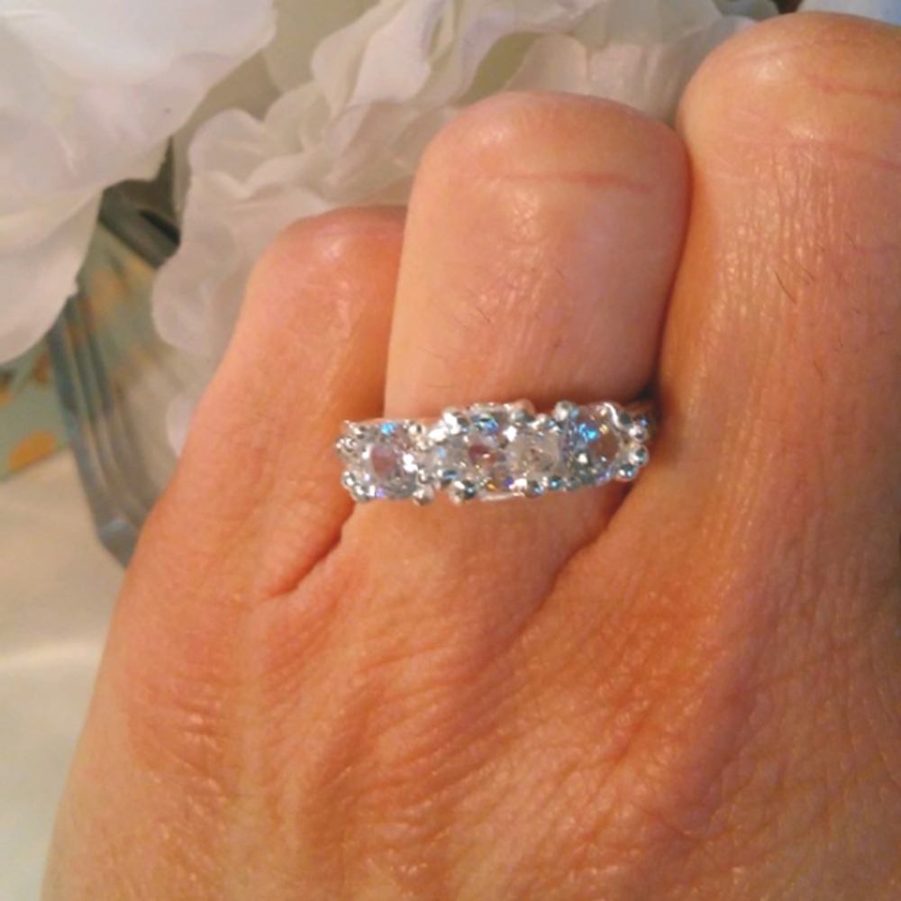 Simulated Diamonds Wedding Engagement Ring